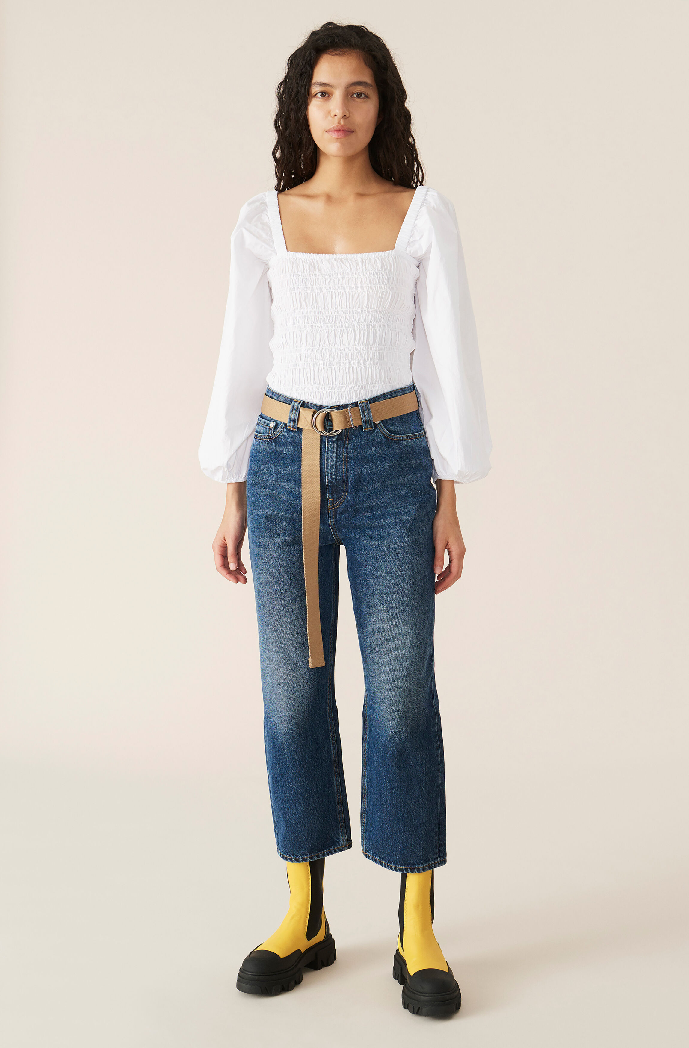ganni smocked top