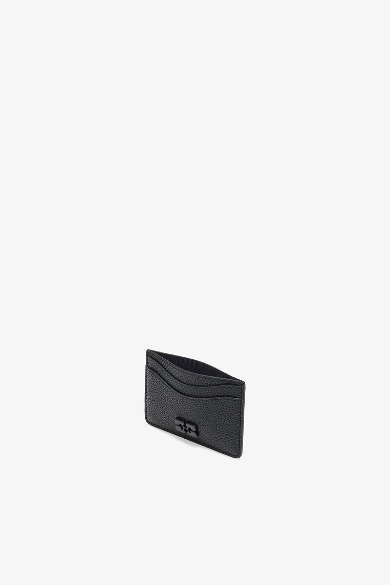 Card Holder in Grained Black, Recycled Polyester, in colour Black - 3 - GANNI