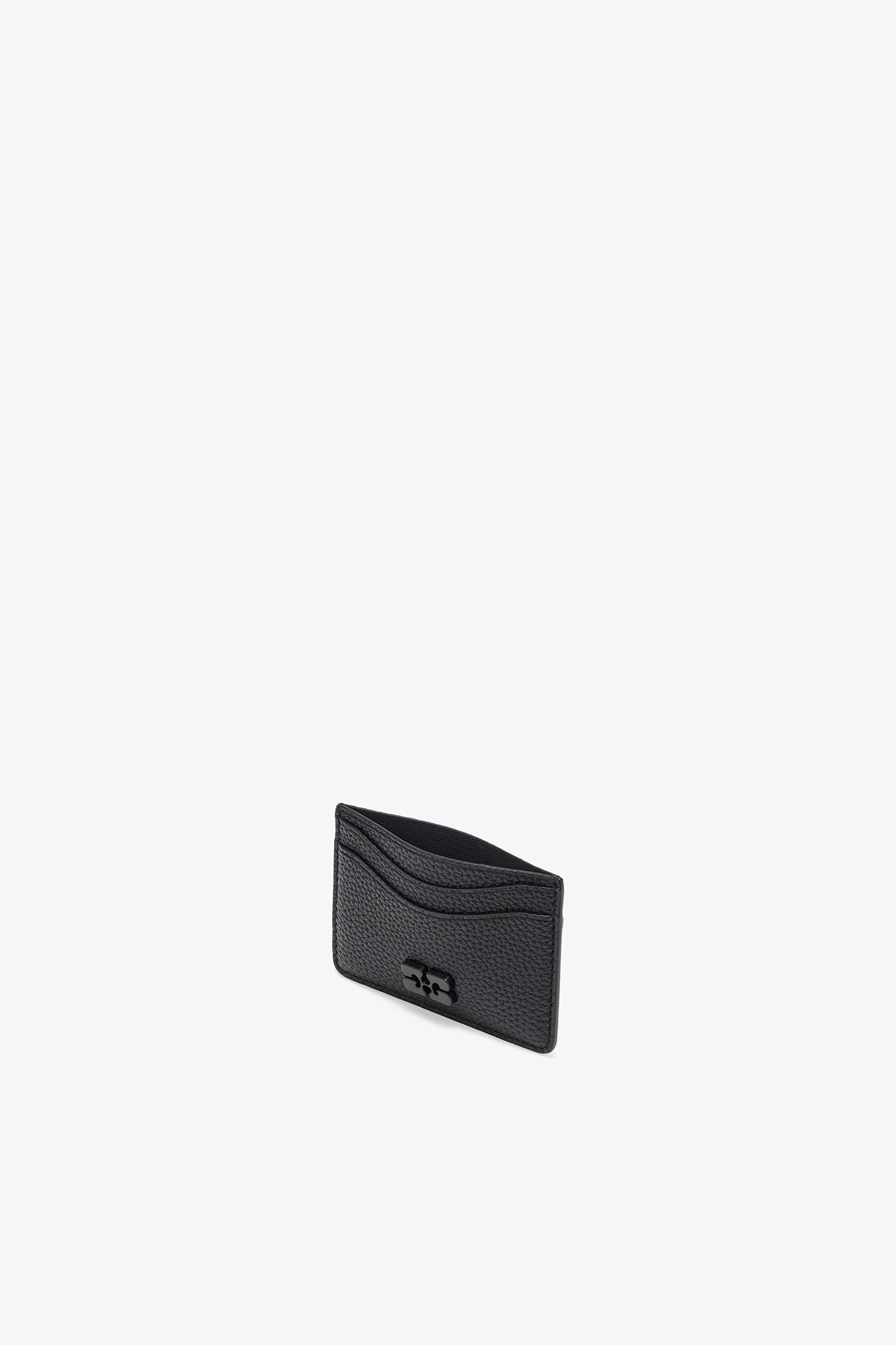 Card Holder in Grained Black, Recycled Polyester, in colour Black - 3 - GANNI