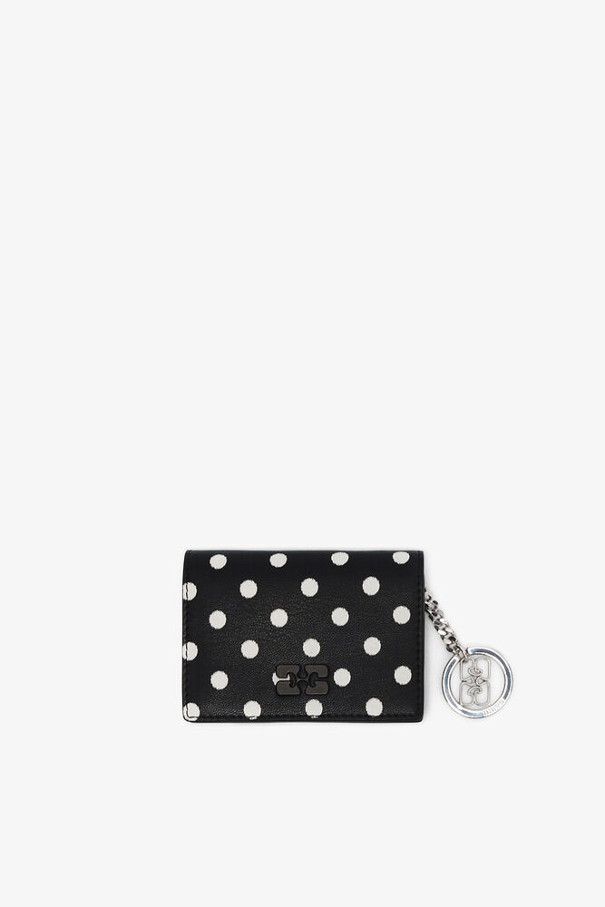 Bou Card Holder With Flap with Dots, Black