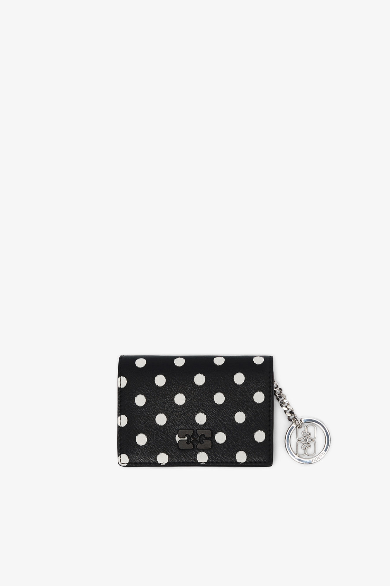 Bou Card Holder With Flap with Dots, in colour Black - 1 - GANNI