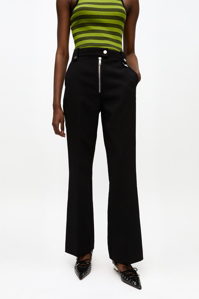 Black Bonded Crepe Pants, Black