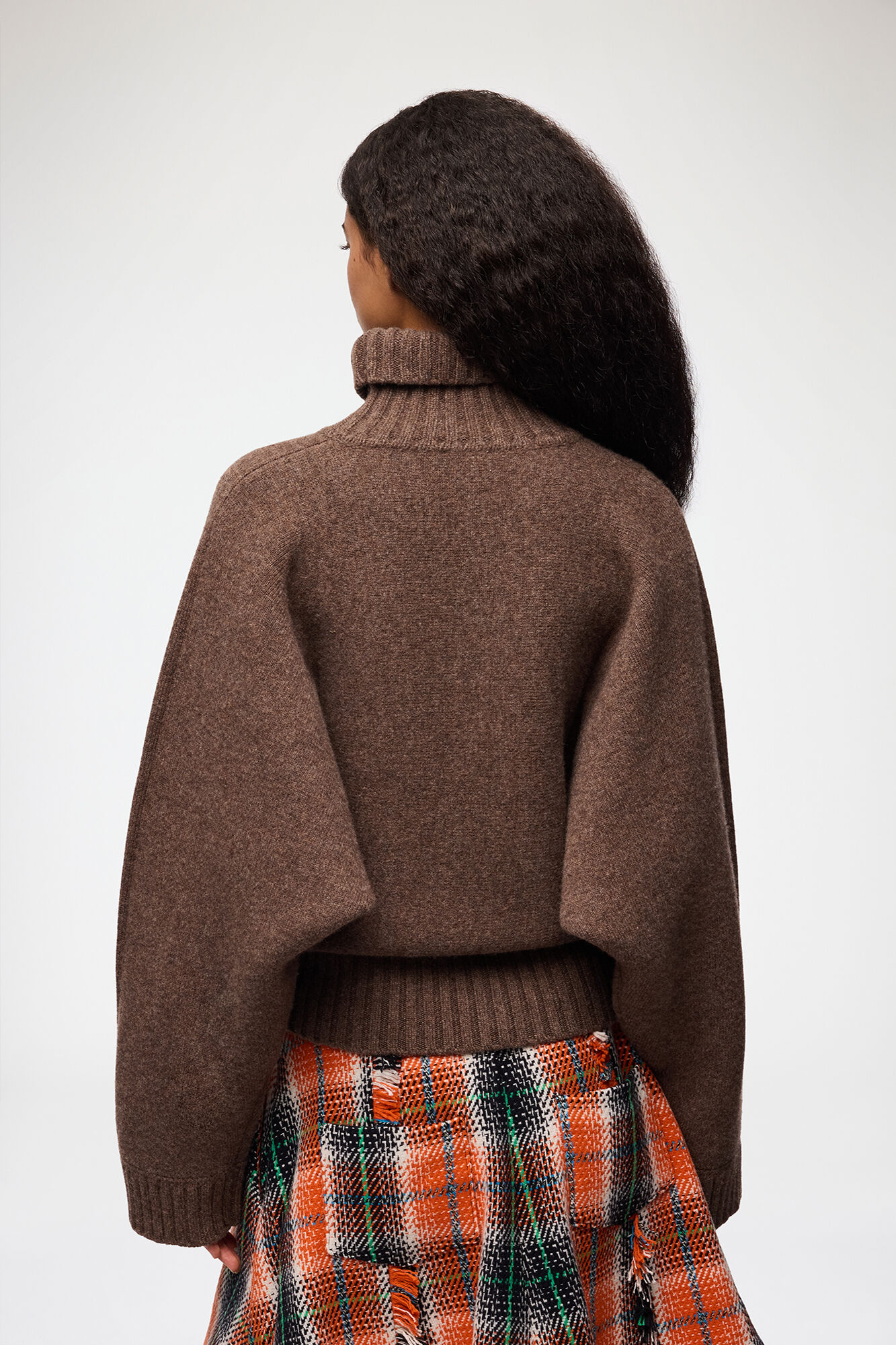Turtleneck in Double Knit, Wool, in colour Safari - 3 - GANNI