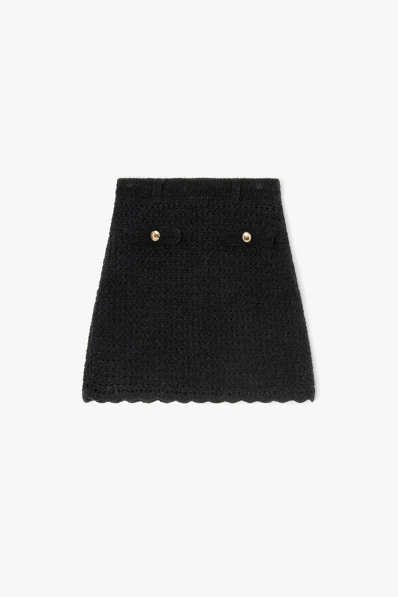 Black Crochet Mini Skirt, Organic Cotton, in colour Black - 1 - GANNI