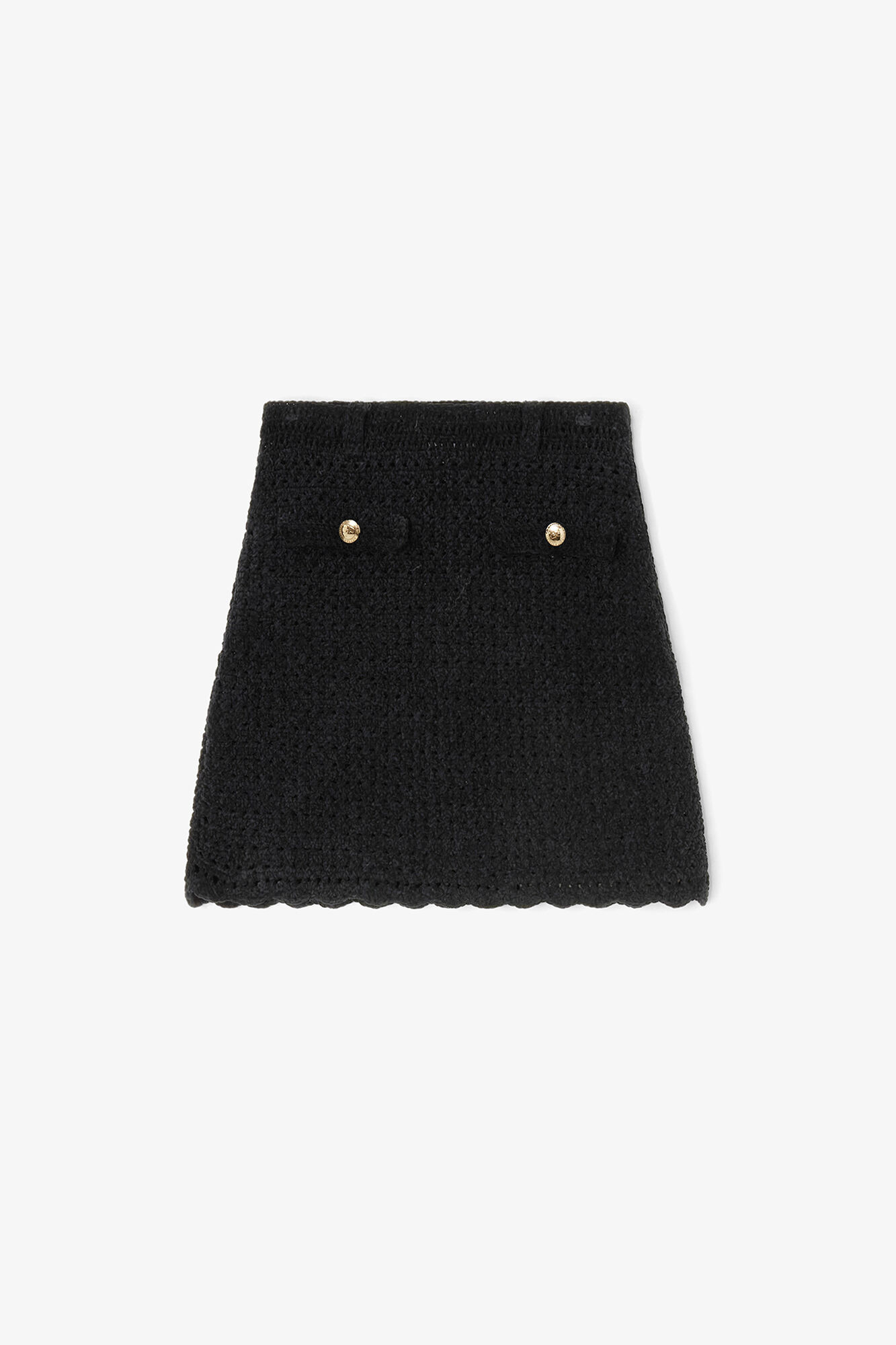 Black Crochet Mini Skirt, Organic Cotton, in colour Black - 1 - GANNI
