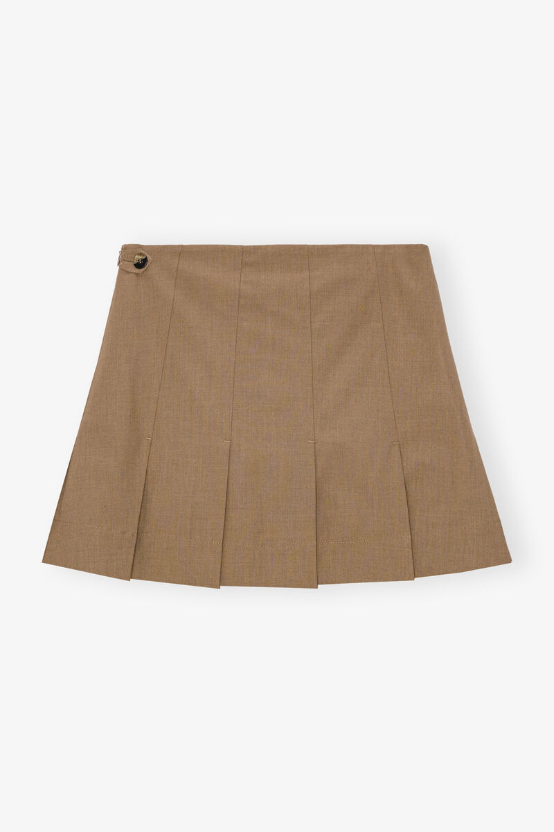 Brown Drapey Melange Mini Skirt | GANNI