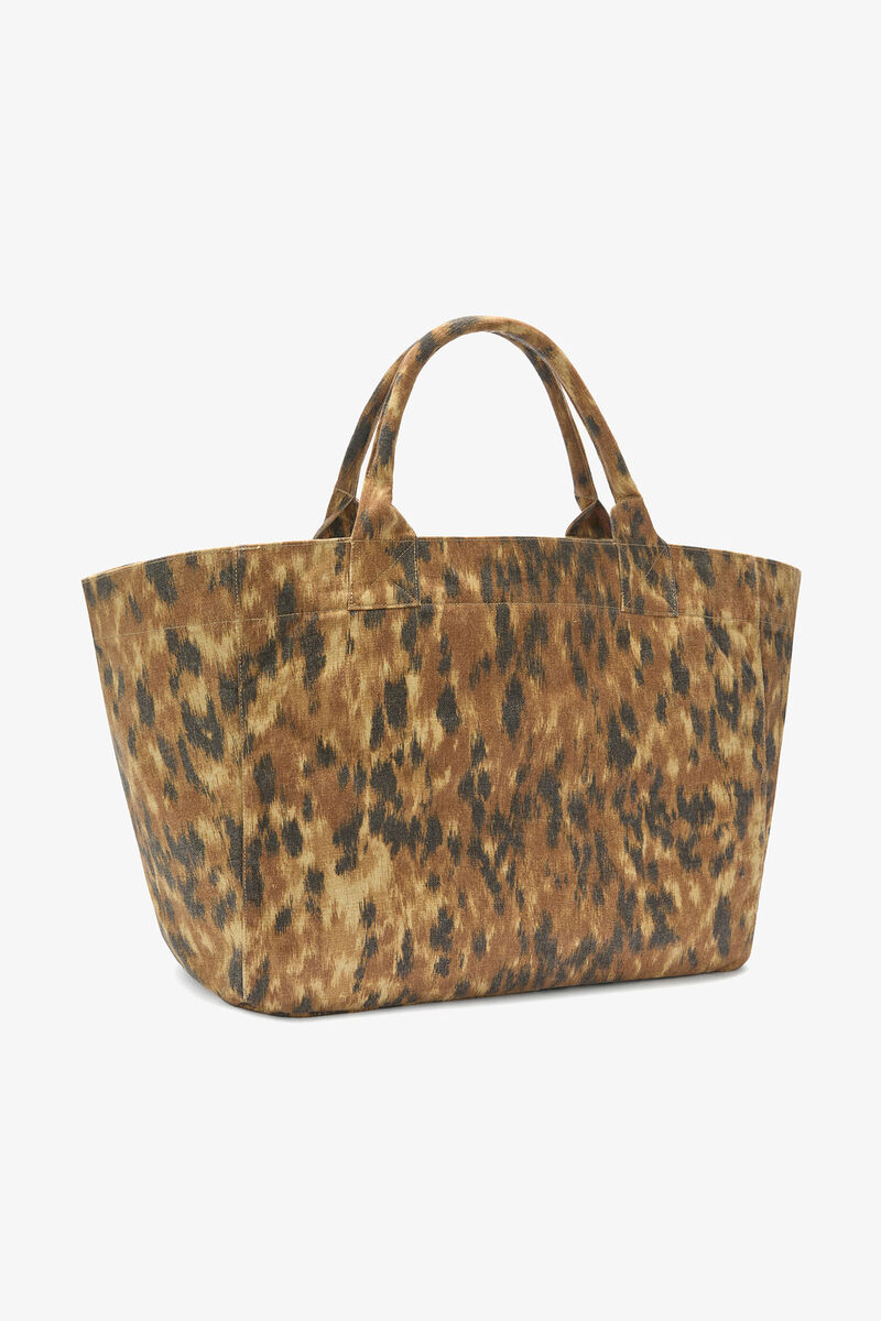 Tote XXL in Ikat Animal, Recycled Cotton, in colour Burro - 2 - GANNI