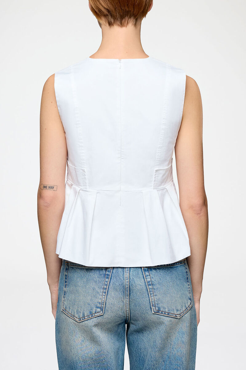 Top in Stretch Cotton, Organic Cotton, in colour Bright White - 3 - GANNI