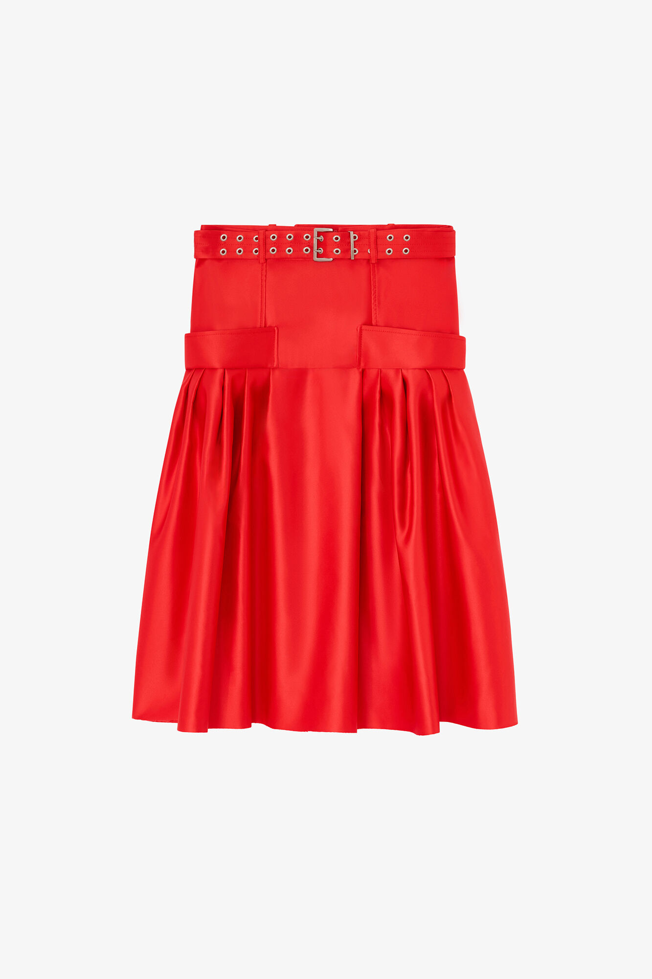 Skirt in Duchesse Satin, Recycled Polyester, in colour Goji Berry - 1 - GANNI