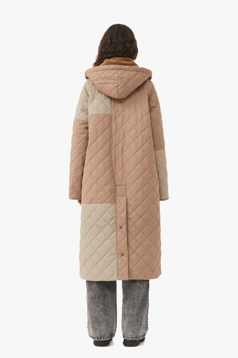 GANNI x Barbour Burghley Quilted Jacket, Recycled Polyester, in colour Timber Wolf - 3 - GANNI