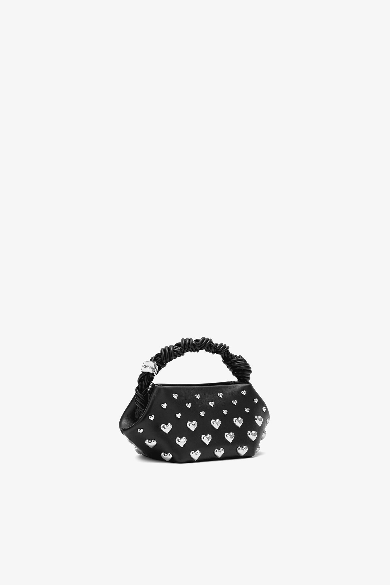 Mini Bou Bag in Black Studs, Recycled Leather, in colour Black - 2 - GANNI