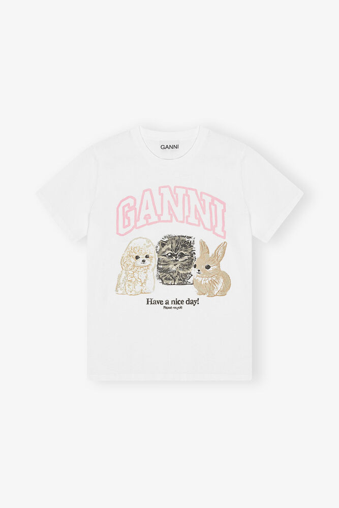 White Animal Print T-shirt, Bright White