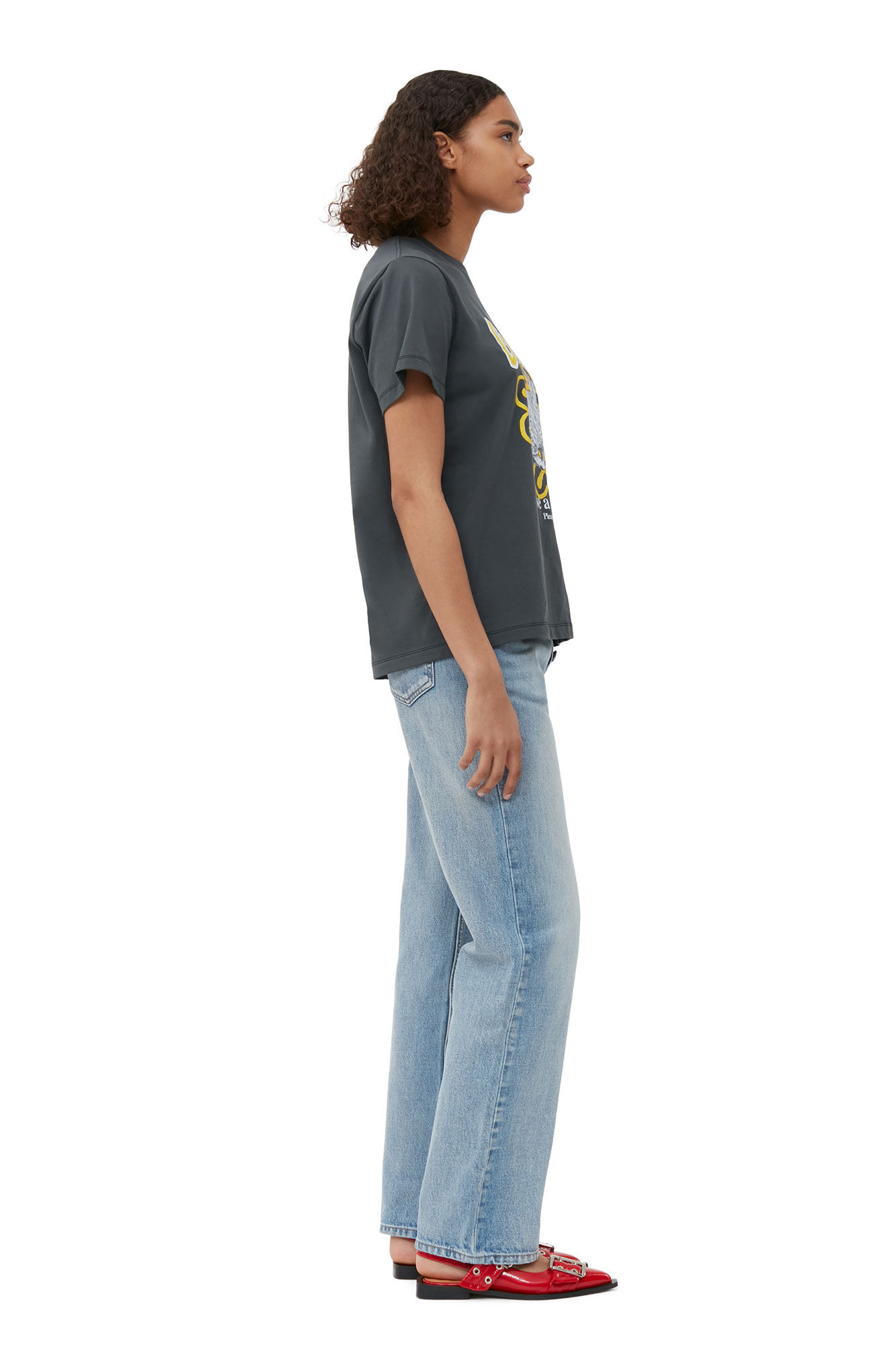 Relaxed Cat T-shirt, Cotton, in colour Volcanic Ash - 4 - GANNI