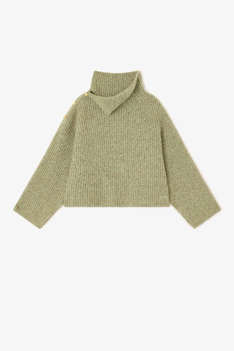 Green Mohair Sweater, Mohair, in colour Nile - 1 - GANNI