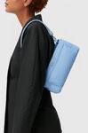 Mini Pillow Baguette Bag, Leather, in colour Forever Blue - 3 - GANNI