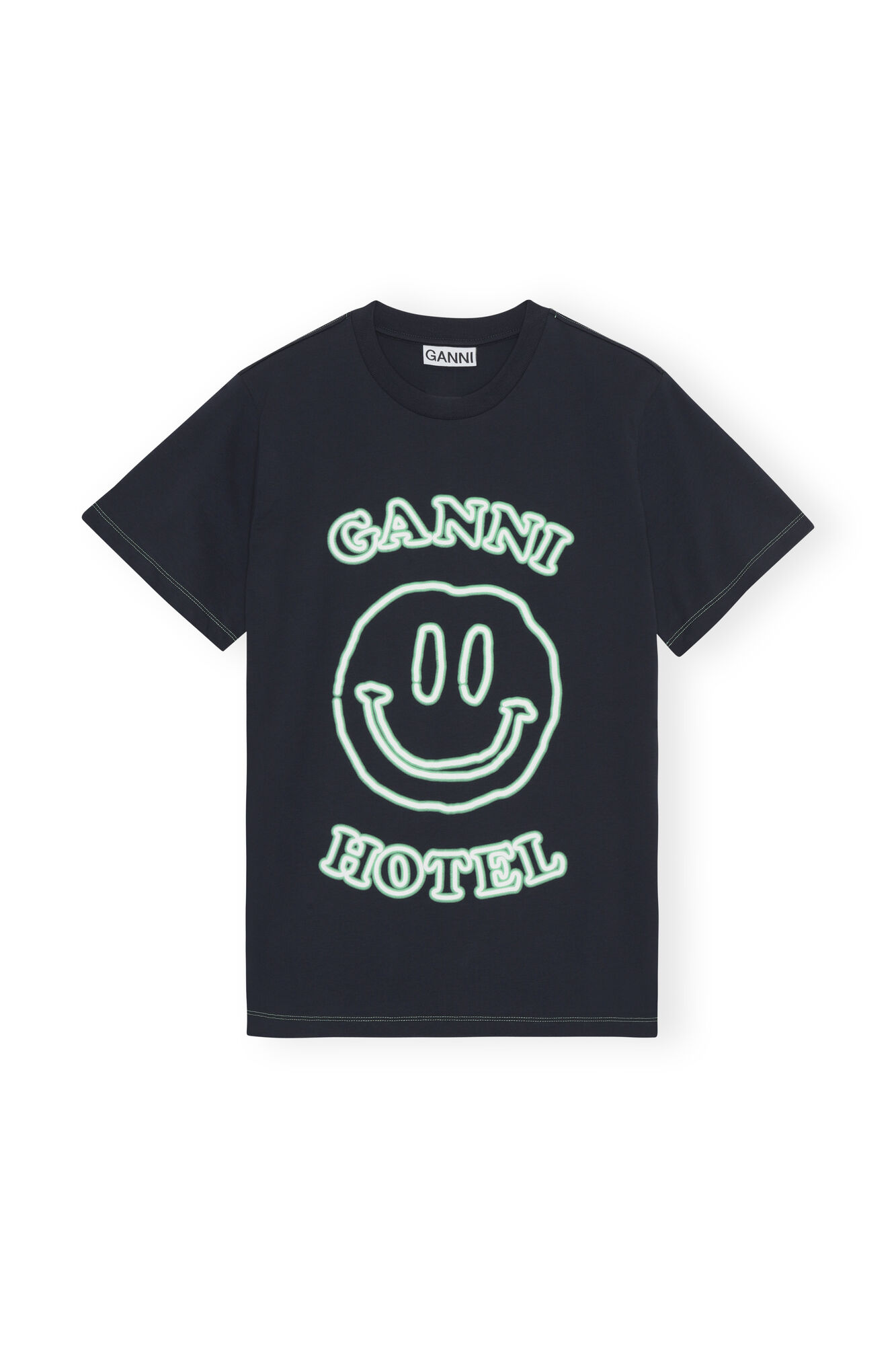 Hotel T-shirt, Cotton, in colour Sky Captain - 1 - GANNI