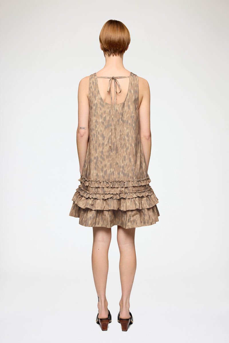 Dress in Printed Cotton, Organic Cotton, in colour Burro - 2 - GANNI