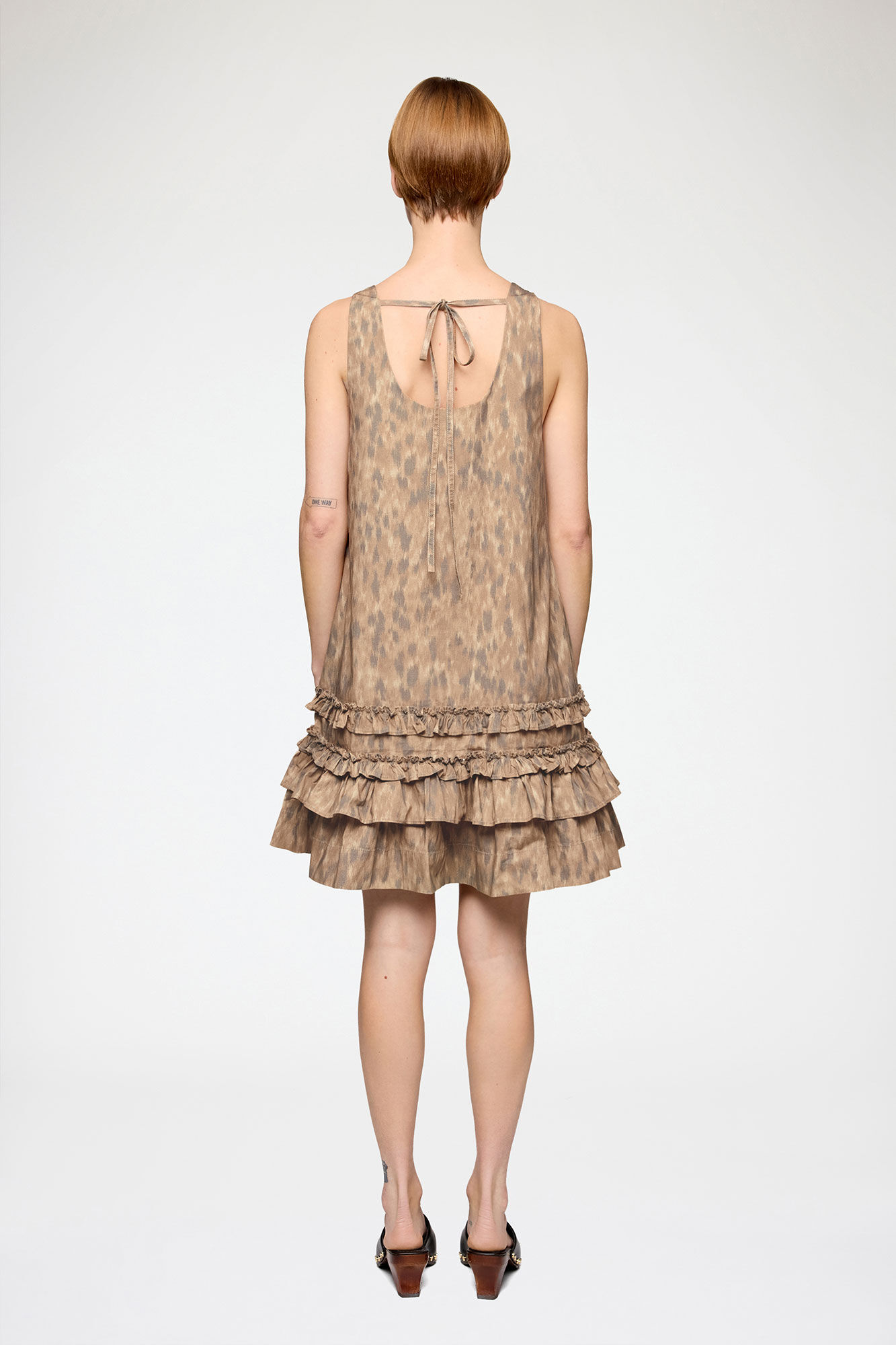 Dress in Printed Cotton, Organic Cotton, in colour Burro - 2 - GANNI