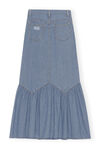 Fluncy Denim Maxikjol, Organic Cotton, in colour Mid Blue Vintage - 2 - GANNI