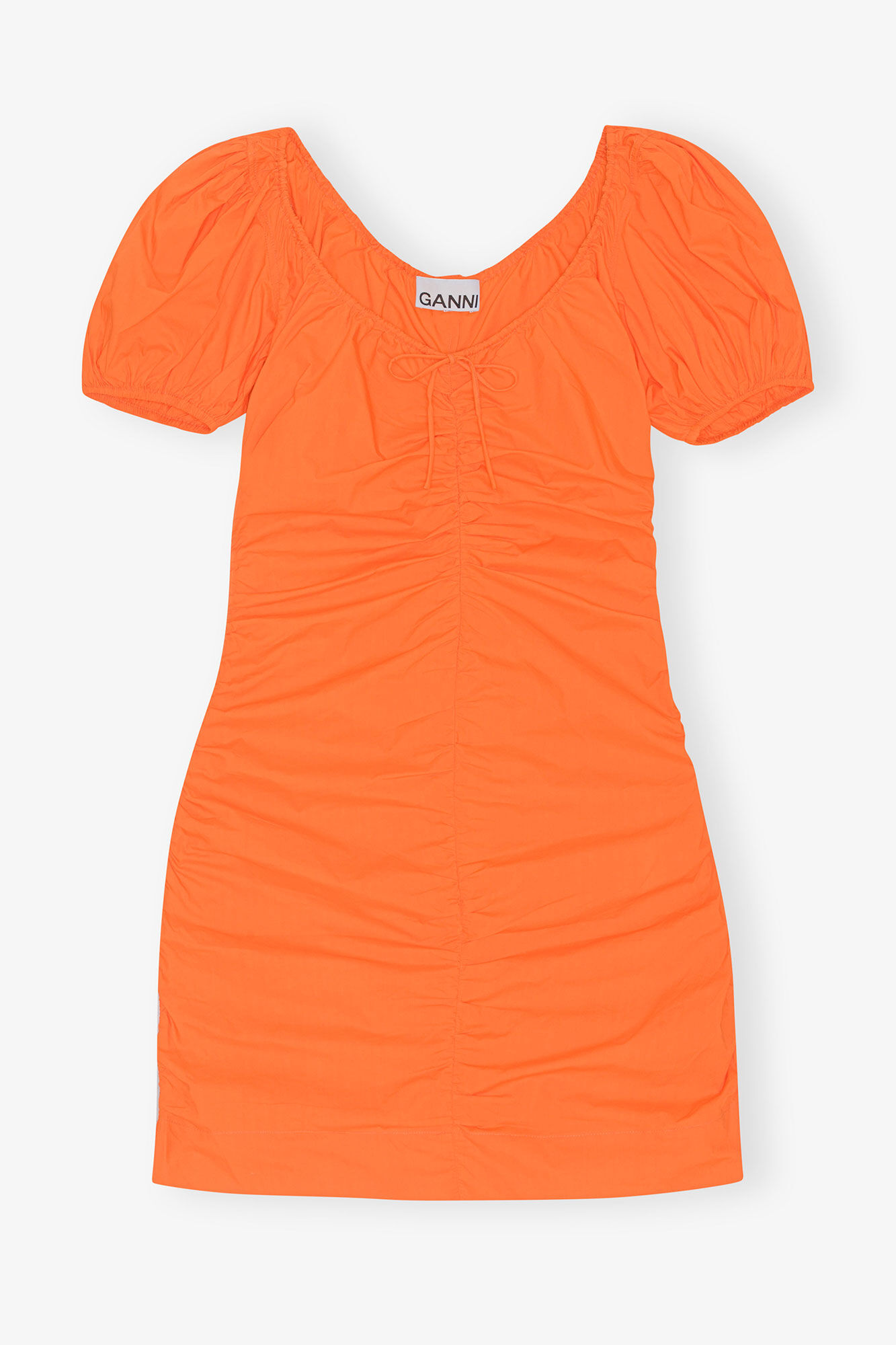 Cotton Poplin Mini Dress, Cotton, in colour Vibrant Orange - 1 - GANNI
