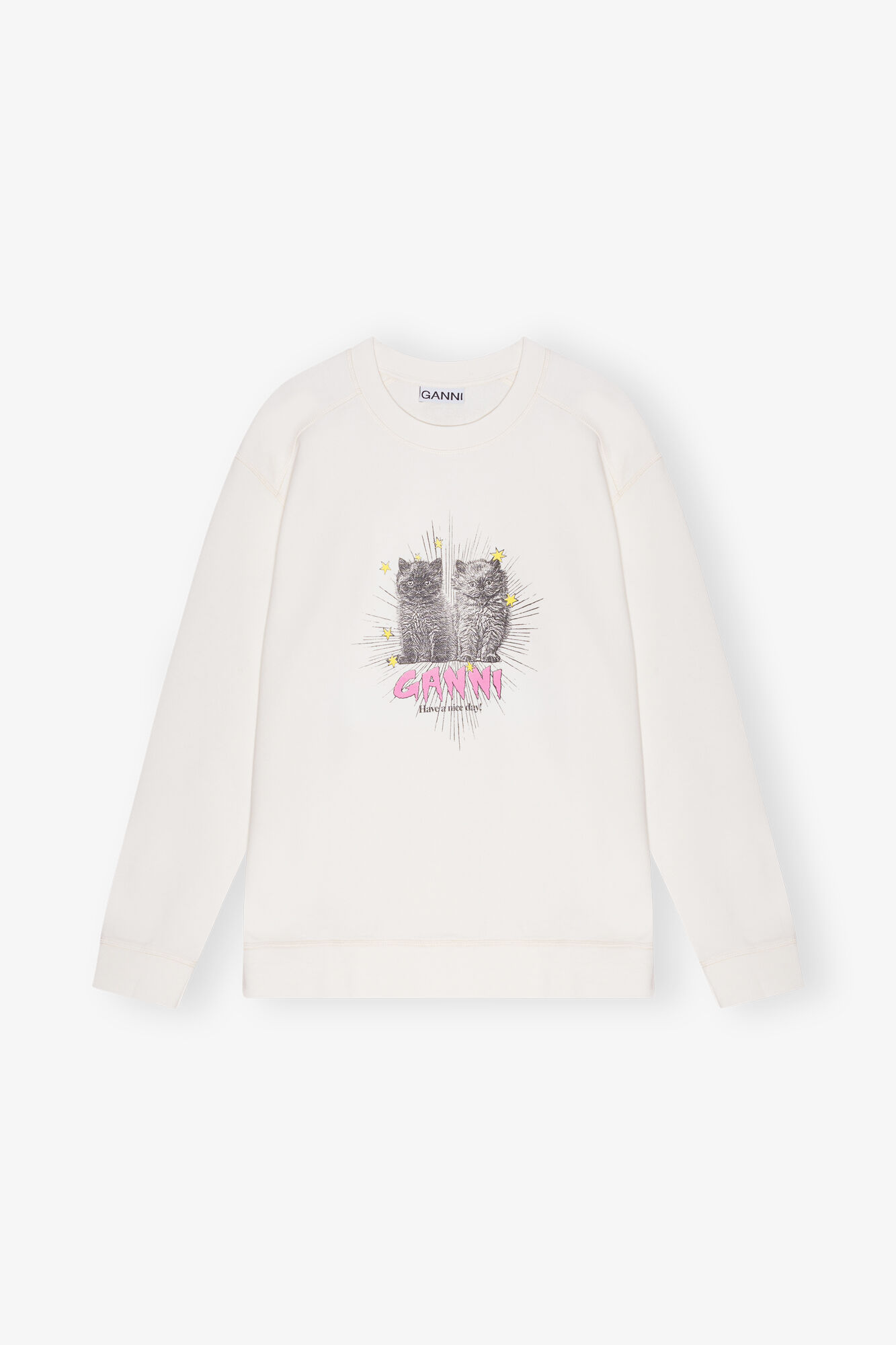 White Kittens Sweatshirt, Cotton, in colour Egret - 1 - GANNI