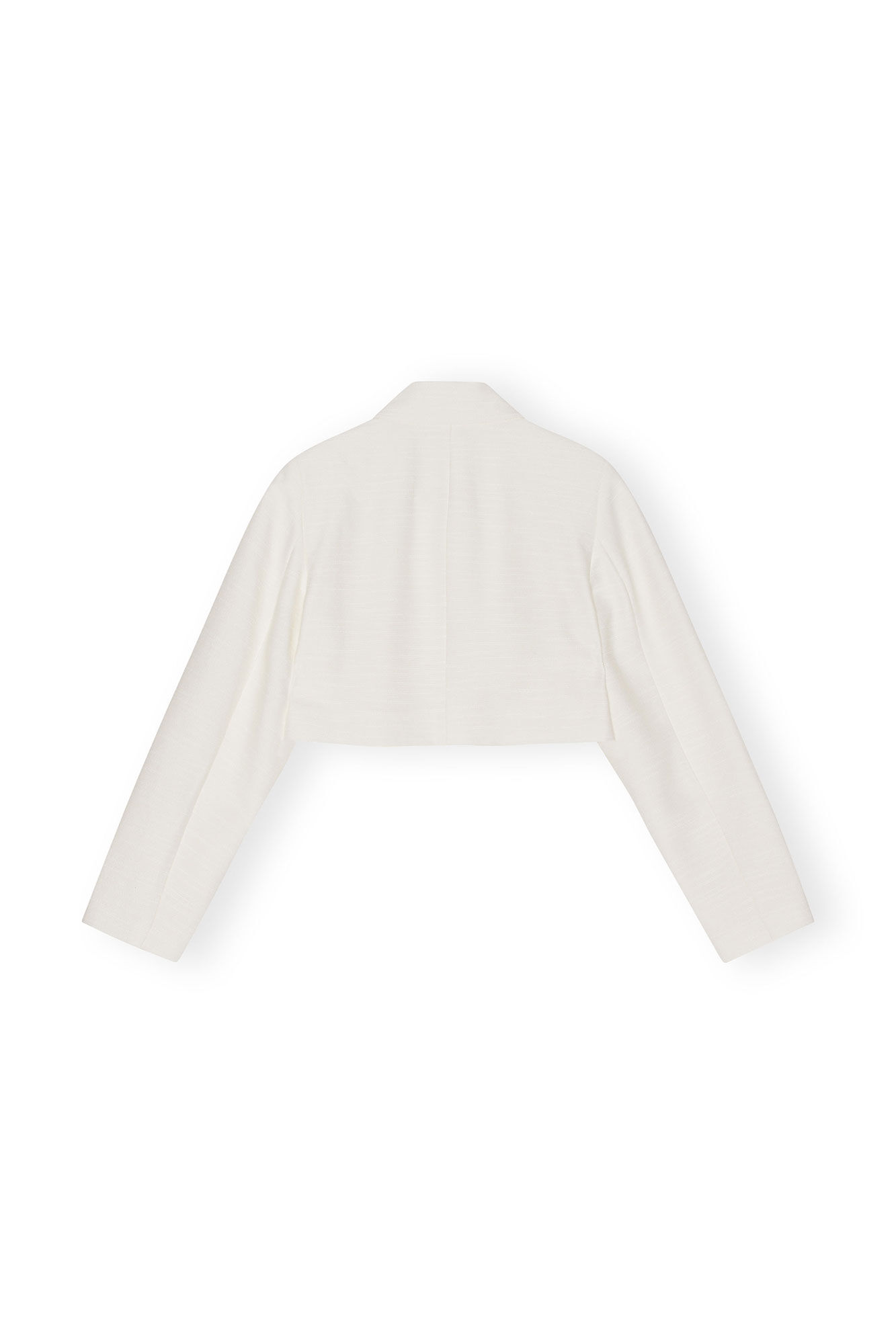 Slub Linen Cropped Blazer, LENZING™ ECOVERO™, in colour Egret - 2 - GANNI
