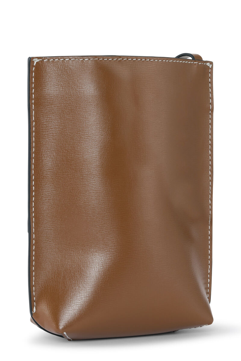 Banner Western Crossbody Bag, Leather, in colour Tiger's Eye - 2 - GANNI