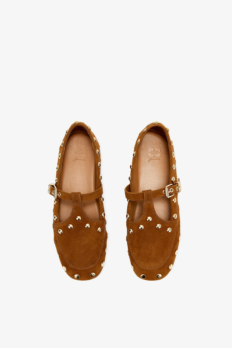 Mary Jenny Moccasins in Suede, Leather, in colour Caramel Caf&eacute; - 3 - GANNI