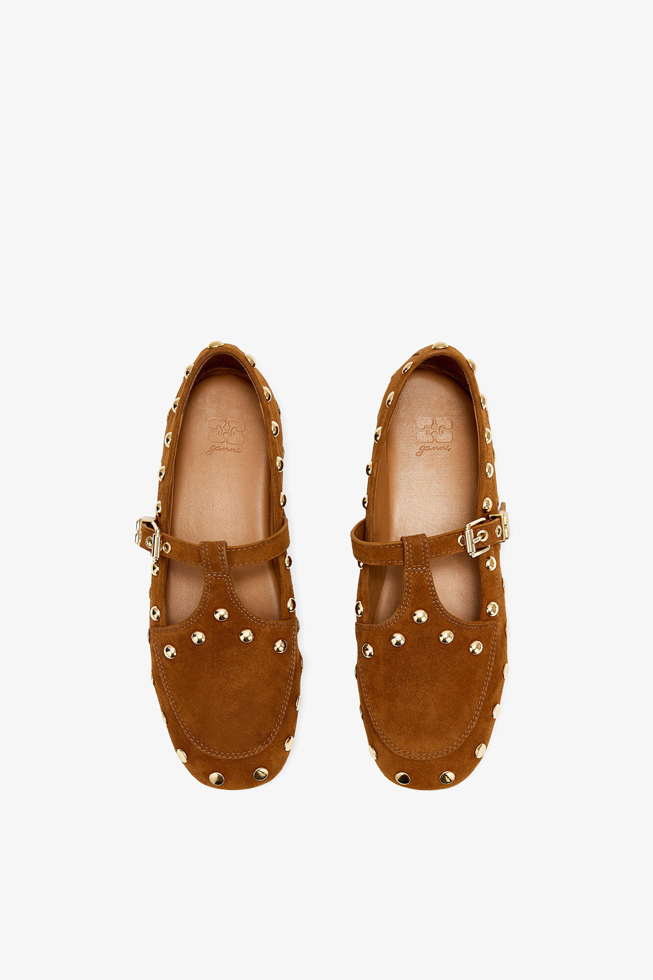 Mary Jenny Moccasins in Suede, Leather, in colour Caramel Caf&eacute; - 3 - GANNI