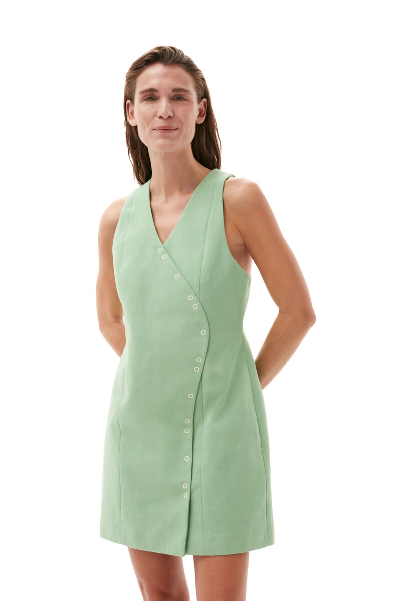 Suiting Mini Dress, Cotton, in colour Peapod - 4 - GANNI
