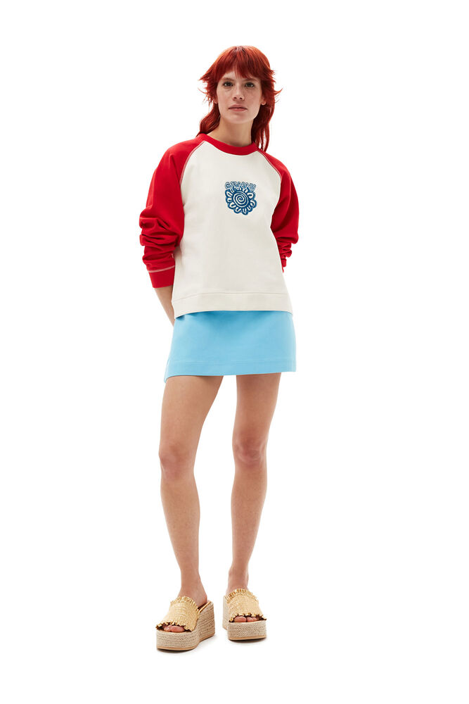 Isoli Raglan Contrast sleeve Sweatshirt, Egret