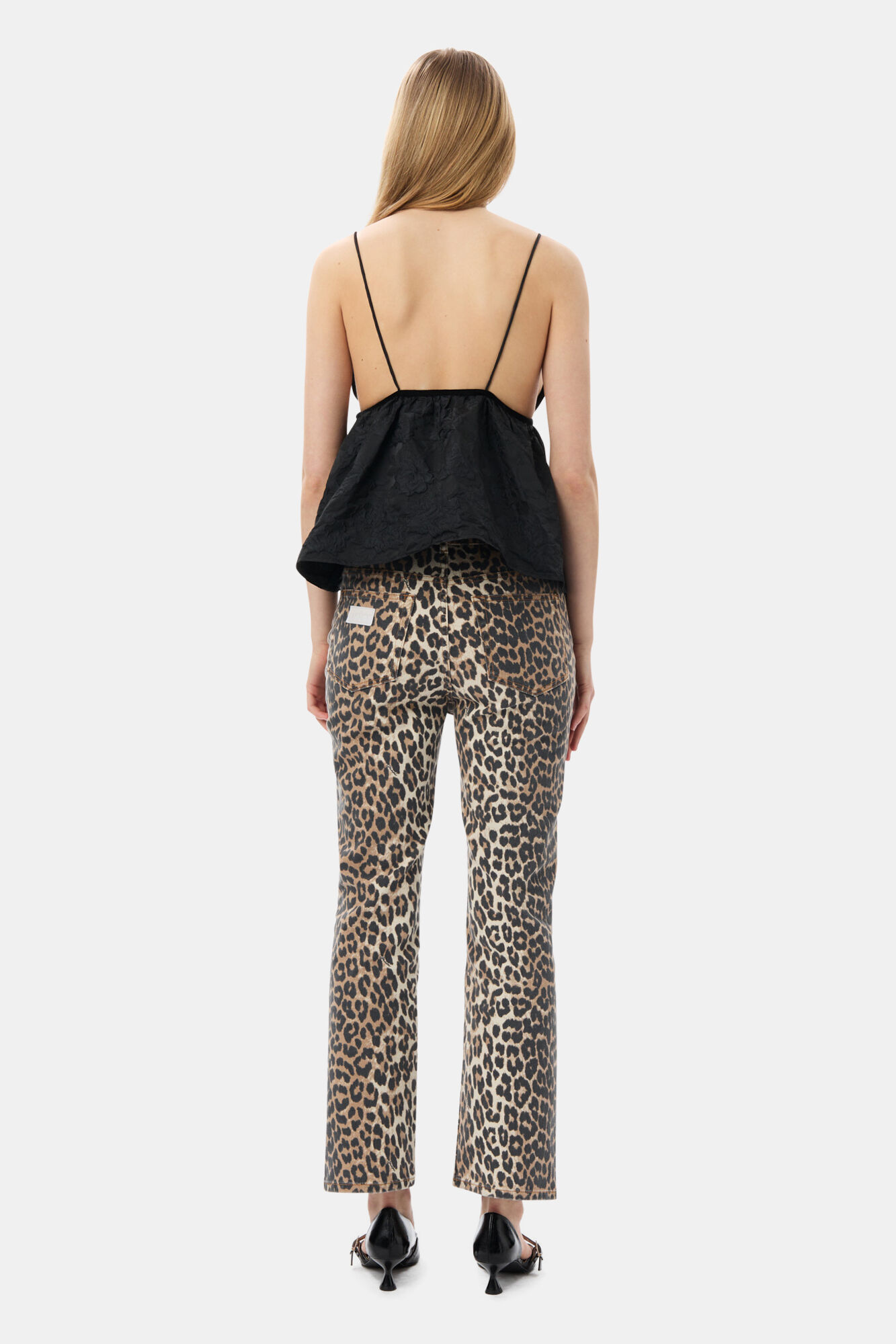 Black Botanical Jacquard Stroptop, Polyamide, in colour Black - 4 - GANNI