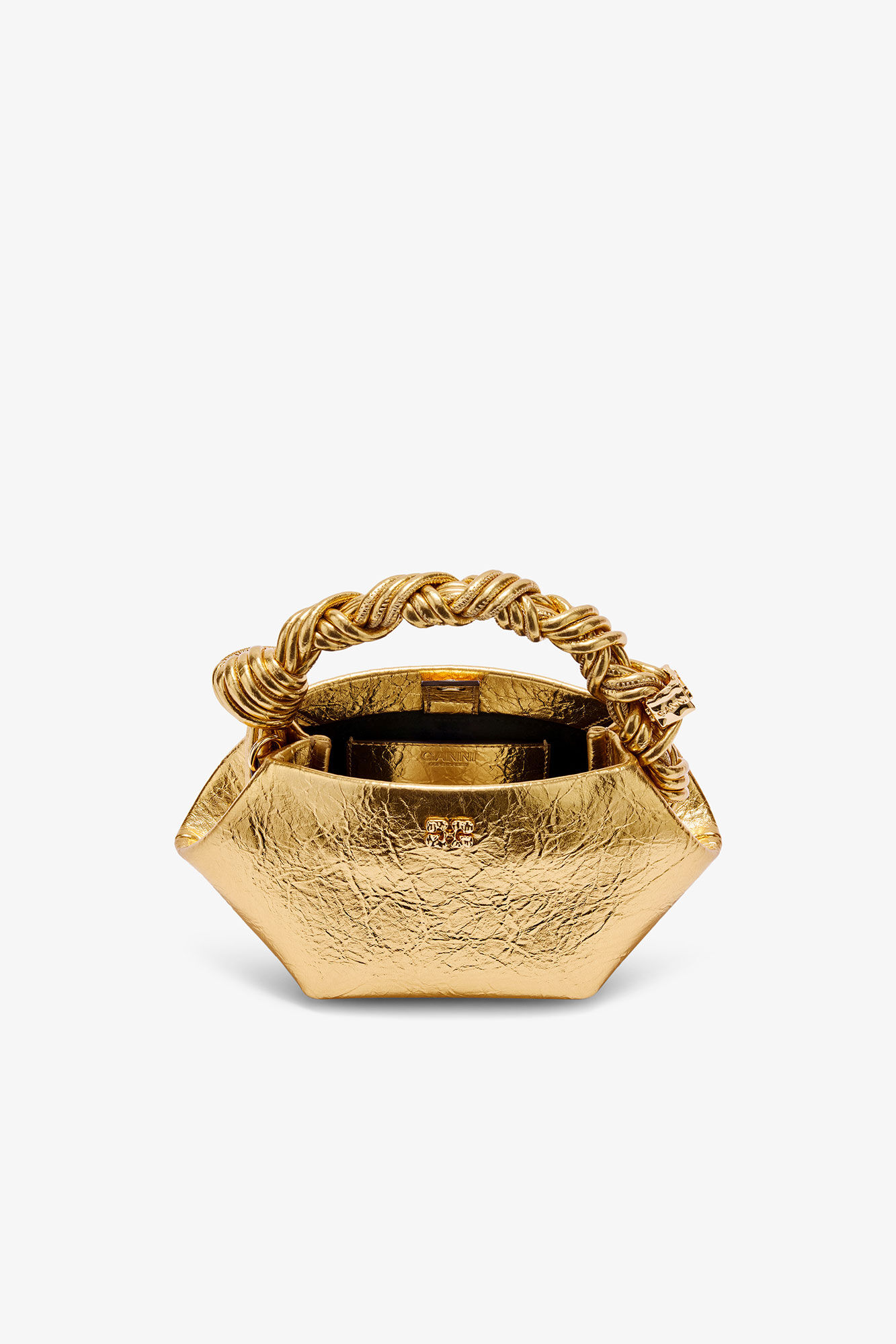 Metallic Mini Bou Bag, in colour Gold - 3 - GANNI