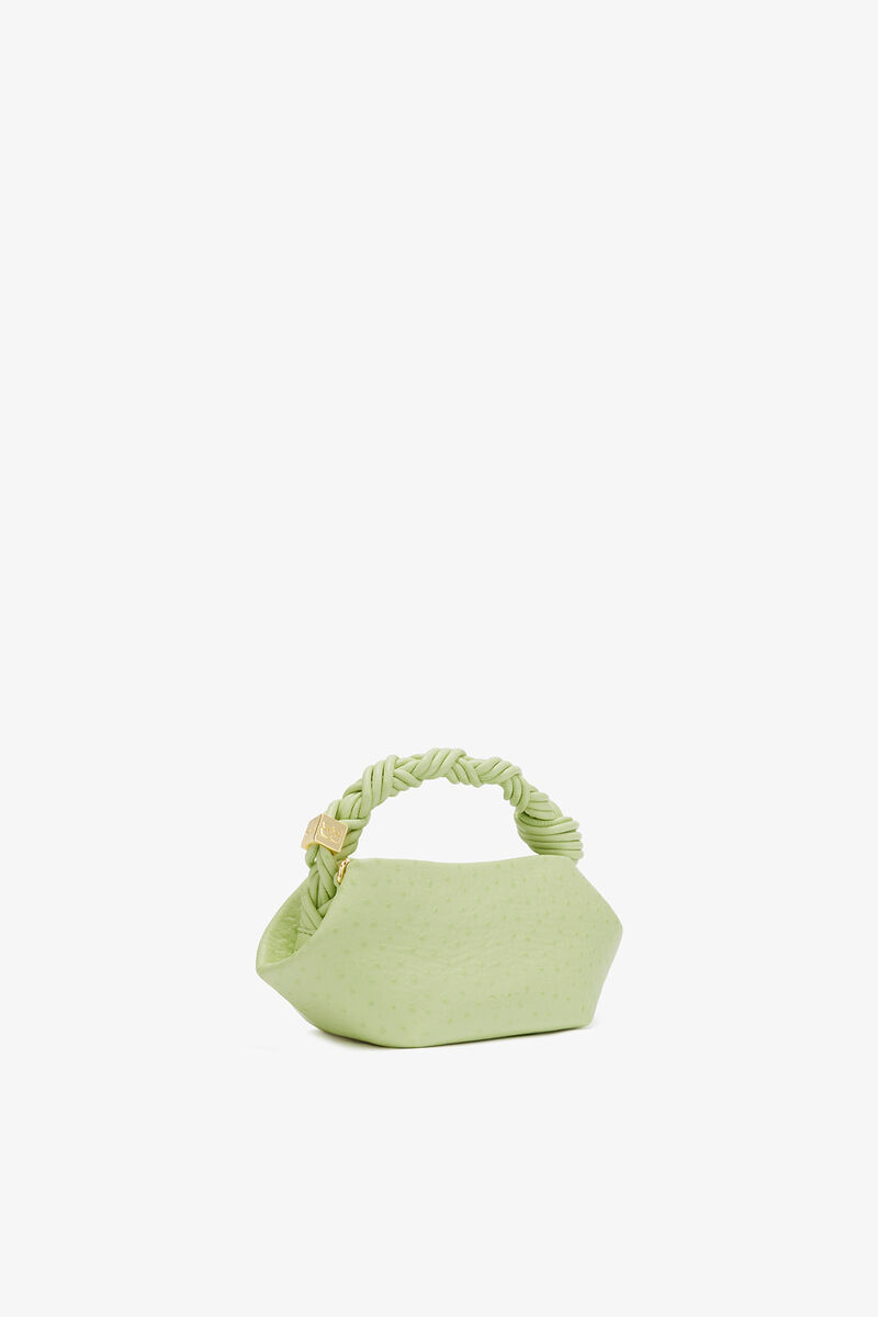 Mini Bou taske i gr&oslash;n ostrich, Recycled Polyester, in colour Lily Green - 2 - GANNI