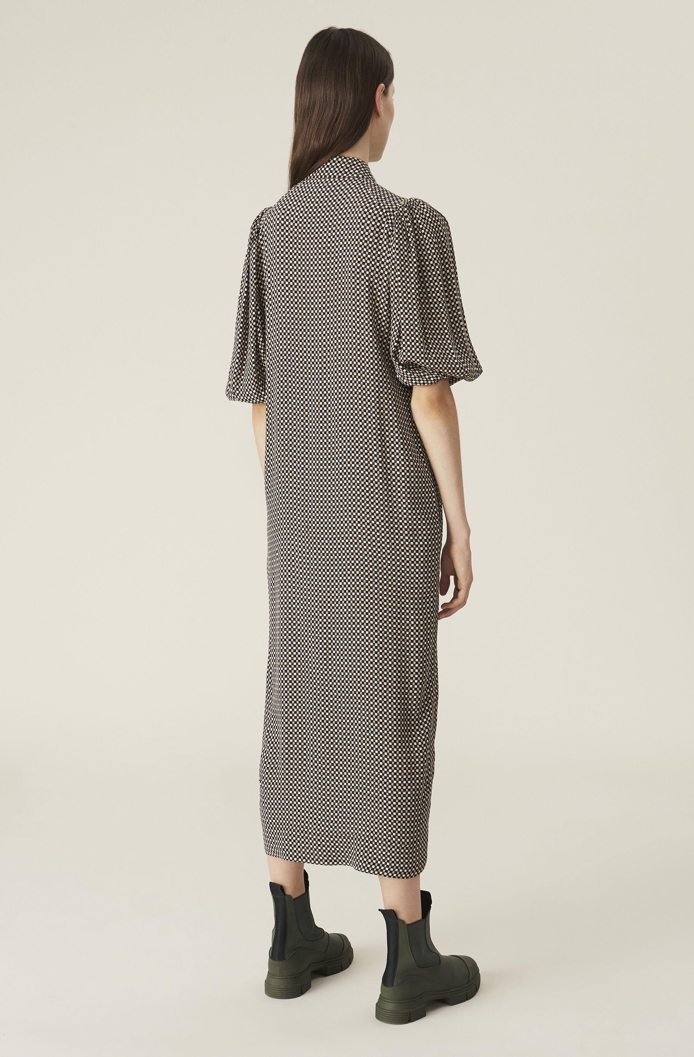 ganni printed crepe blouse