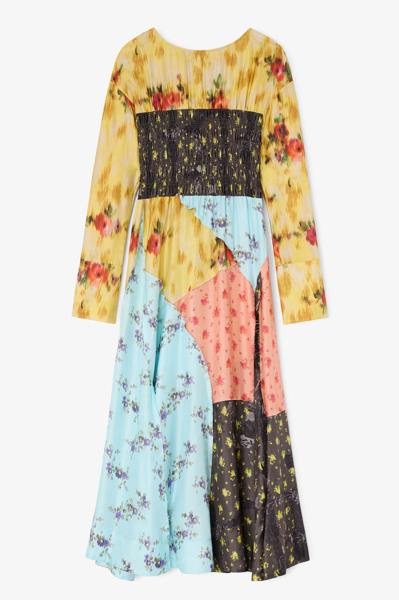 Dress in Multi Printed Silk, Organic Wool, in colour Iced Aqua - 1 - GANNI