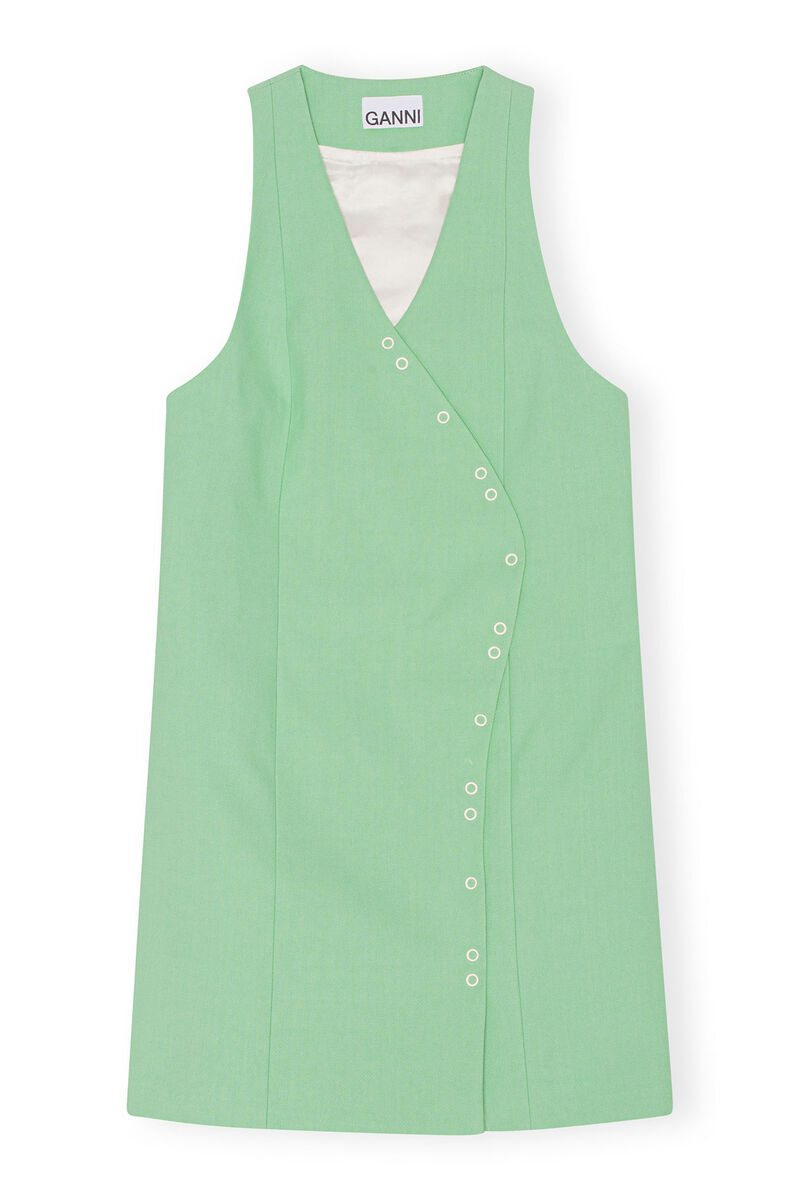 Suiting Mini Dress, Cotton, in colour Peapod - 1 - GANNI