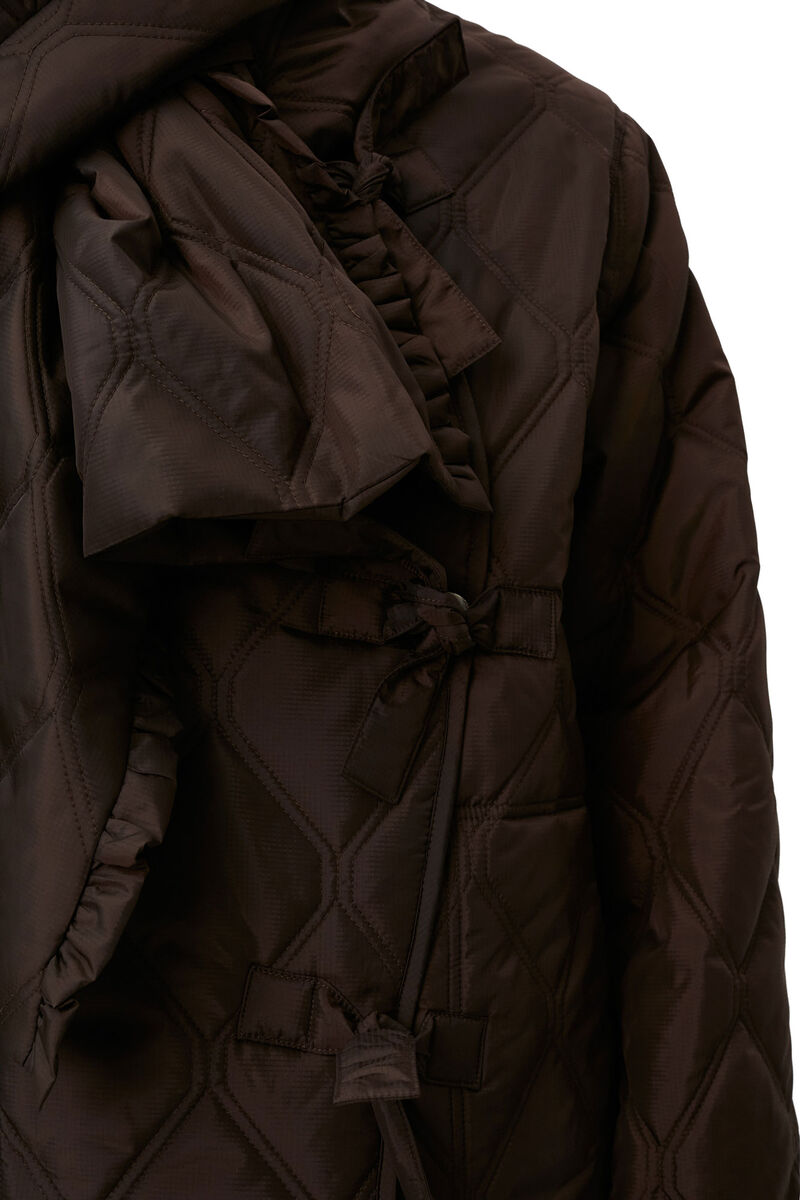Ripstop Quilt Asymmetric Jacket, in colour Mole - 6 - GANNI
