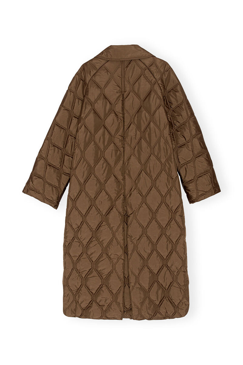 Oversized Ripstop Quilt Coat, Recycled Polyester, in colour Teak - 2 - GANNI