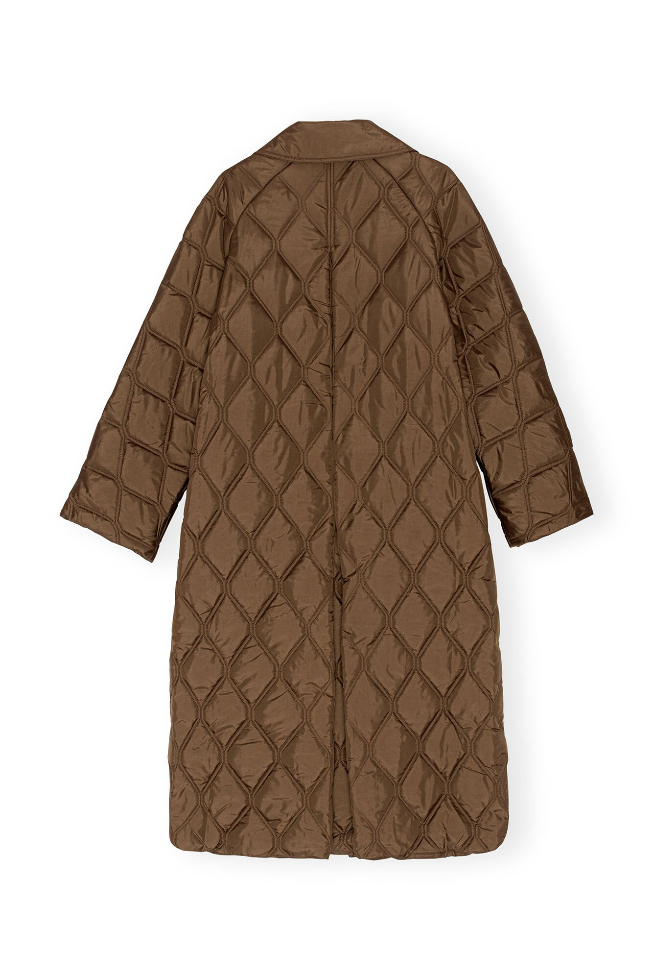 Oversized Ripstop Quilt Coat, Recycled Polyester, in colour Teak - 2 - GANNI