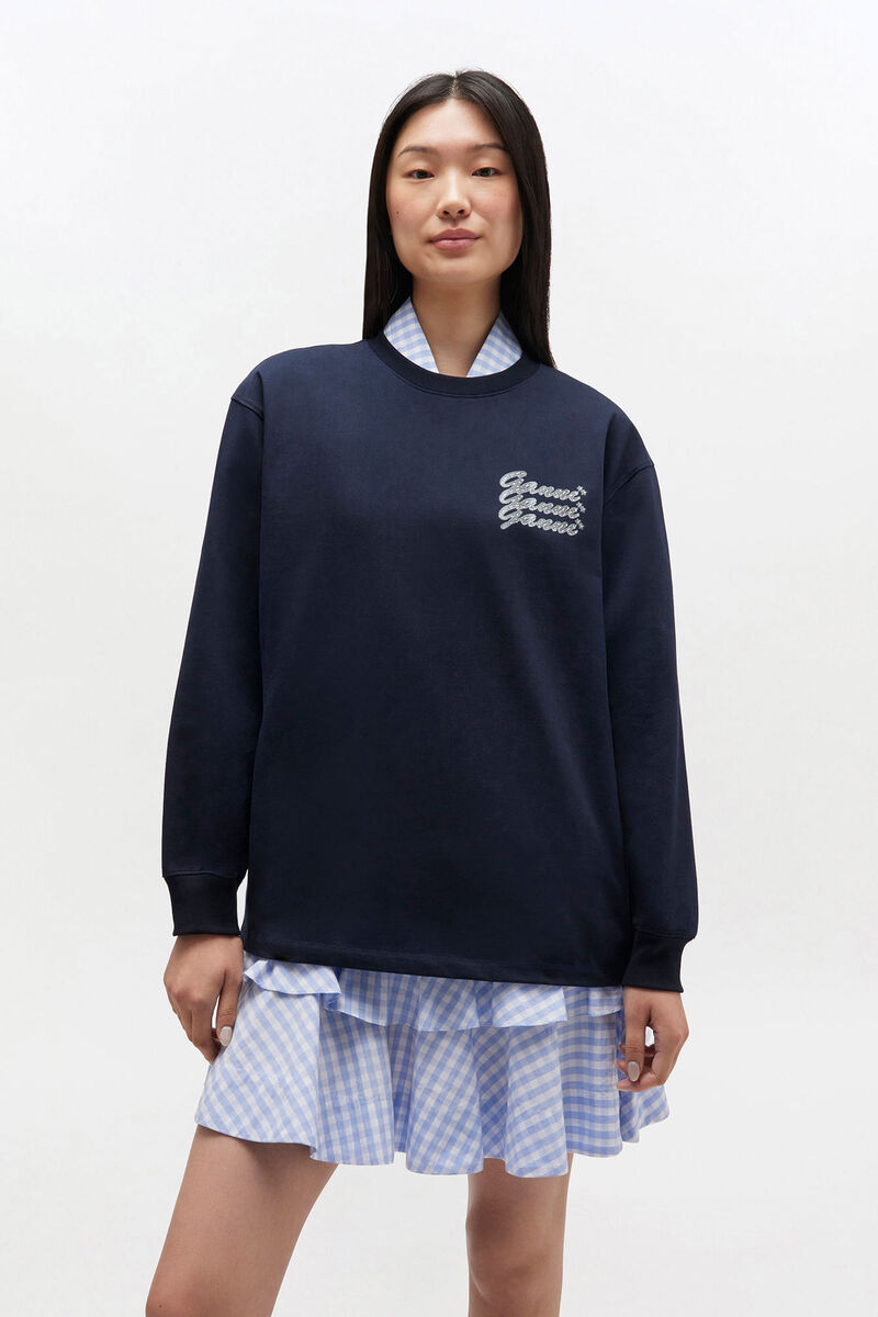 Schwarzes GANNI-Sweatshirt, Cotton, in colour Sky Captain - 2 - GANNI