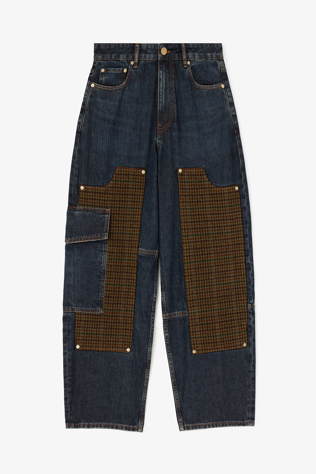 Audri-Jeans aus strukturiertem Slub-Denim, Recycled Cotton, in colour Dark Blue Vintage - 1 - GANNI