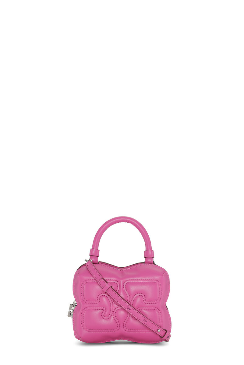Pink Small Butterfly Crossbody-veske, Polyester, in colour Shocking Pink - 2 - GANNI