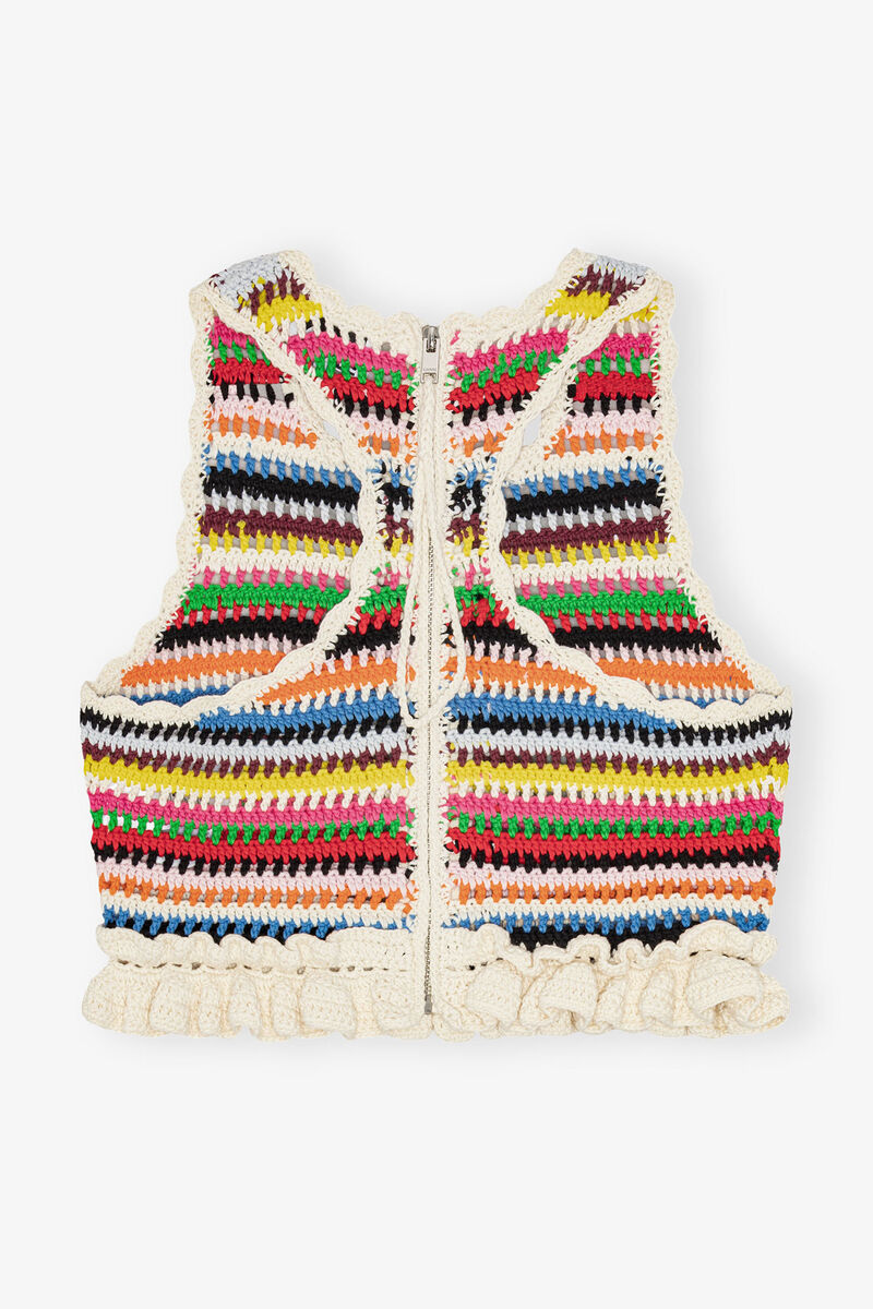 Multicolour Crochet Frill Top, Cotton, in colour Multicolour - 2 - GANNI