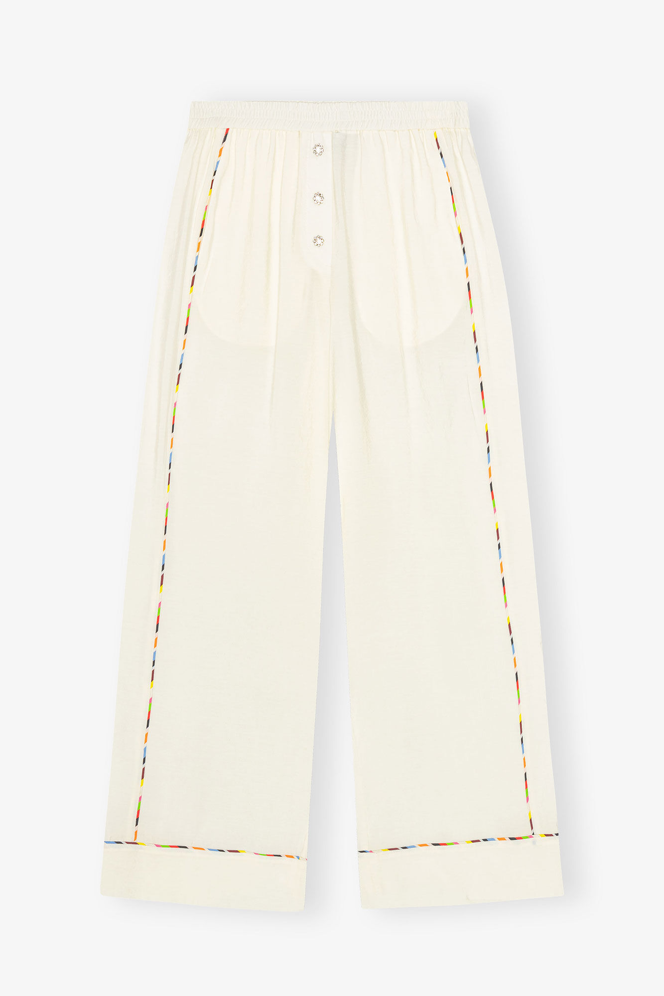 Fluid Modal Elasticated Trousers, Modal, in colour Egret - 1 - GANNI