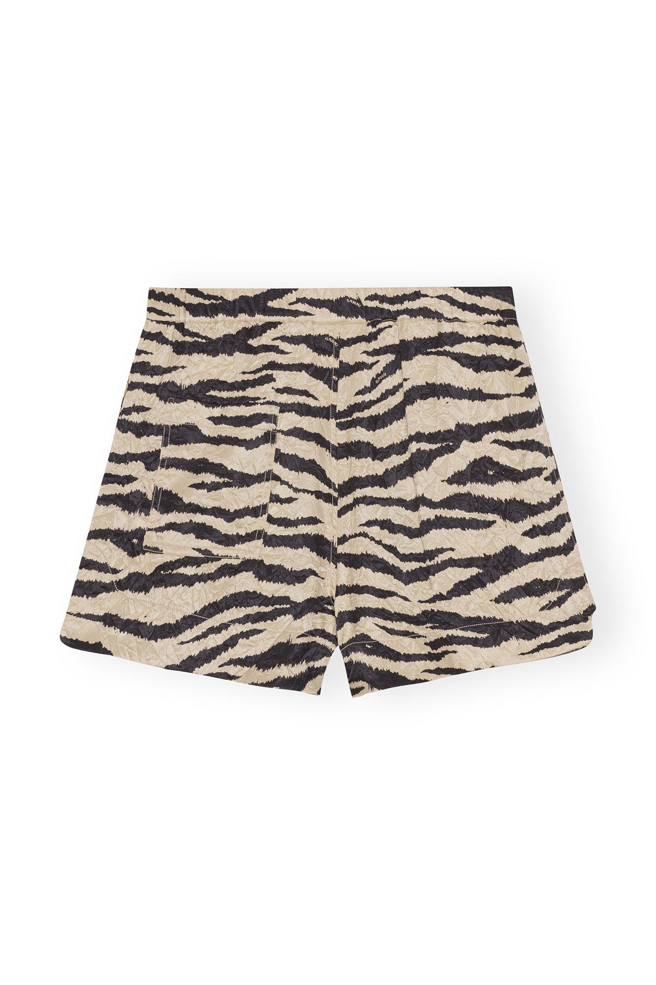 Shorts i krusad satin, Elastane, in colour Pale Khaki - 2 - GANNI