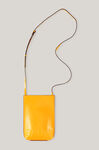 Crossbody minitaske i genanvendt læder, Leather, in colour Bright Marigold - 1 - GANNI
