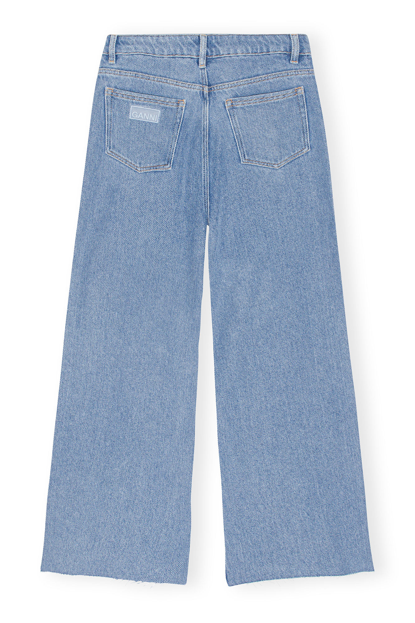 Heavy Denim Wide Drawstring Jeans, Cotton, in colour Light Blue Stone - 2 - GANNI
