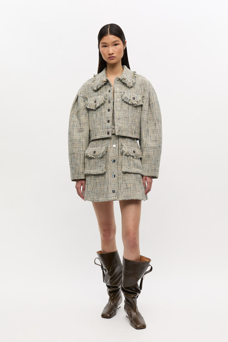 Dark Olive Slouchy Knee Boots, Cotton, in colour Dark Olive - 3 - GANNI