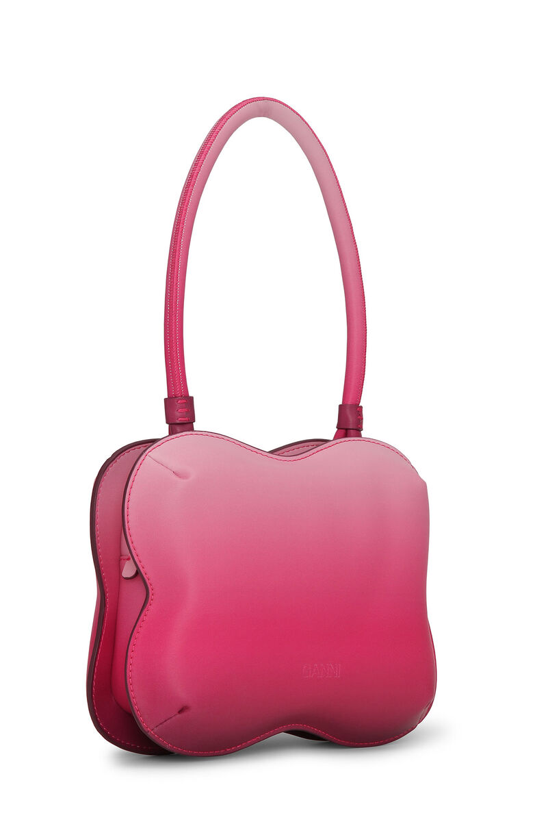 Pink Gradient Butterfly Top Handle Tasche, Polyester, in colour Hot Pink - 2 - GANNI